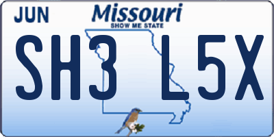 MO license plate SH3L5X