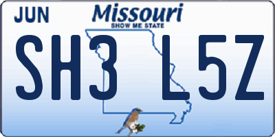 MO license plate SH3L5Z
