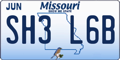 MO license plate SH3L6B