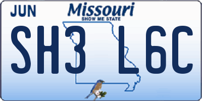 MO license plate SH3L6C