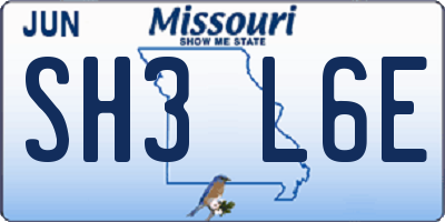 MO license plate SH3L6E