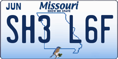 MO license plate SH3L6F