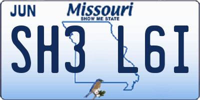 MO license plate SH3L6I