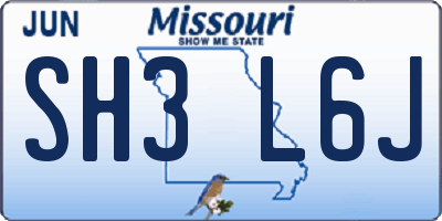 MO license plate SH3L6J