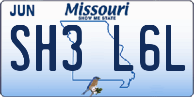 MO license plate SH3L6L
