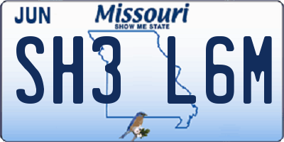MO license plate SH3L6M