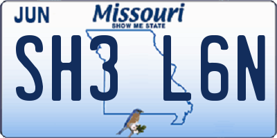 MO license plate SH3L6N