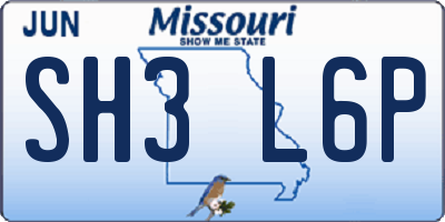 MO license plate SH3L6P