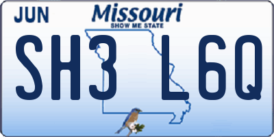 MO license plate SH3L6Q
