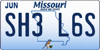 MO license plate SH3L6S