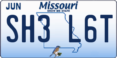 MO license plate SH3L6T