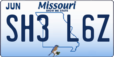 MO license plate SH3L6Z