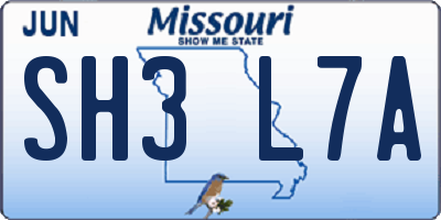MO license plate SH3L7A