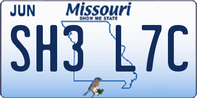 MO license plate SH3L7C