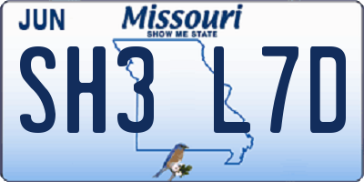 MO license plate SH3L7D