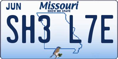 MO license plate SH3L7E