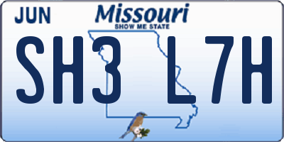 MO license plate SH3L7H