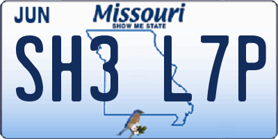 MO license plate SH3L7P
