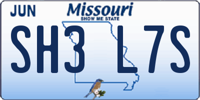 MO license plate SH3L7S