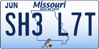 MO license plate SH3L7T
