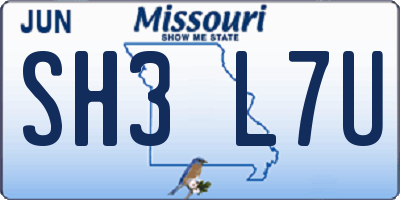 MO license plate SH3L7U