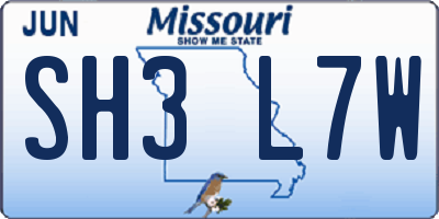 MO license plate SH3L7W