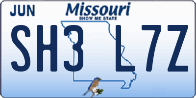 MO license plate SH3L7Z