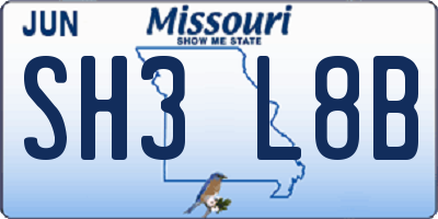 MO license plate SH3L8B