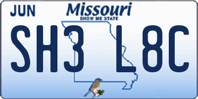 MO license plate SH3L8C