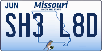 MO license plate SH3L8D