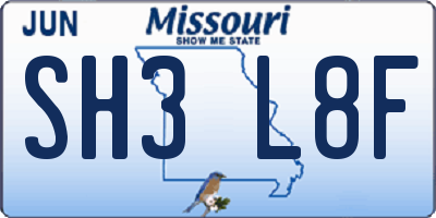 MO license plate SH3L8F