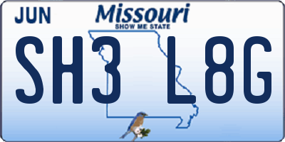 MO license plate SH3L8G