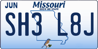 MO license plate SH3L8J
