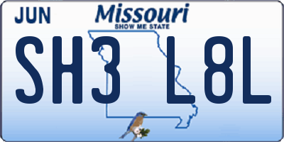 MO license plate SH3L8L