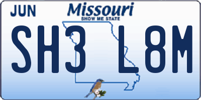 MO license plate SH3L8M
