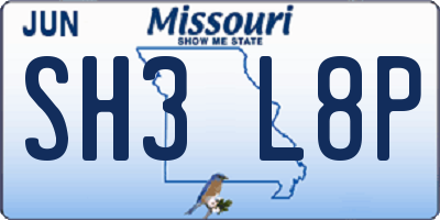 MO license plate SH3L8P