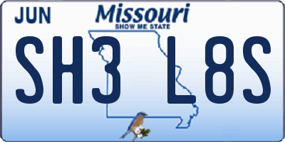 MO license plate SH3L8S