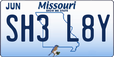 MO license plate SH3L8Y