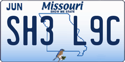 MO license plate SH3L9C