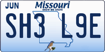 MO license plate SH3L9E