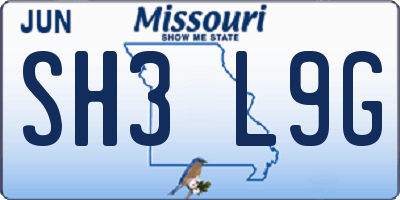 MO license plate SH3L9G