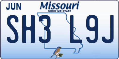 MO license plate SH3L9J