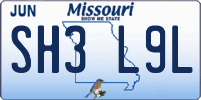 MO license plate SH3L9L