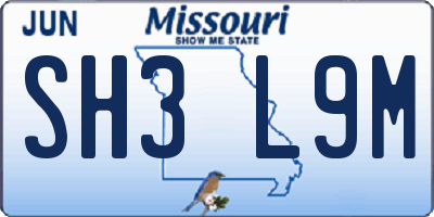 MO license plate SH3L9M