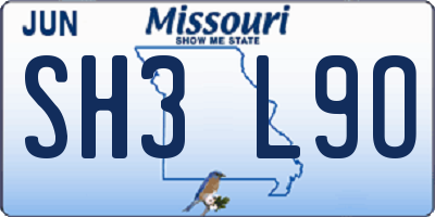MO license plate SH3L9O