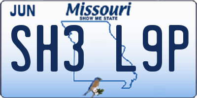 MO license plate SH3L9P