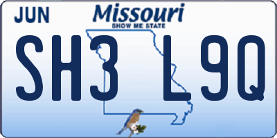 MO license plate SH3L9Q