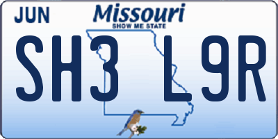 MO license plate SH3L9R
