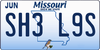 MO license plate SH3L9S