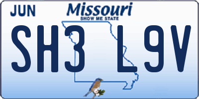 MO license plate SH3L9V